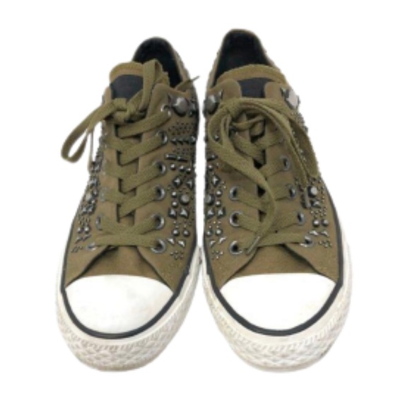 Converse Shoes - Converse Chuck Taylor PU army green studded sneakers size 9.5